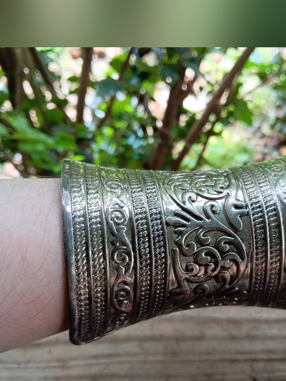 Vintage Extra Long Silver Cuff Bracelet